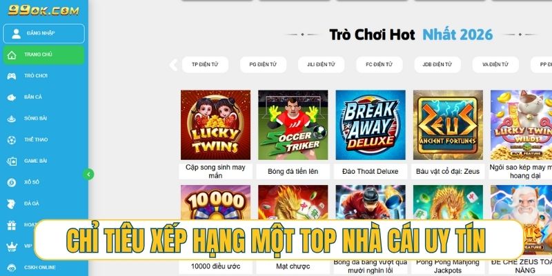 Chỉ tiêu để có thể tự xếp hạng một top nhà cái uy tín