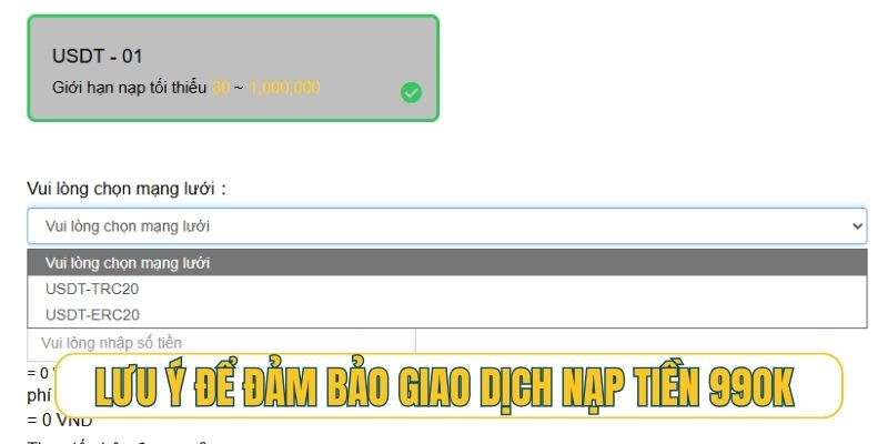 Những lưu ý để đảm bảo giao dịch nạp tiền 99OK thành công