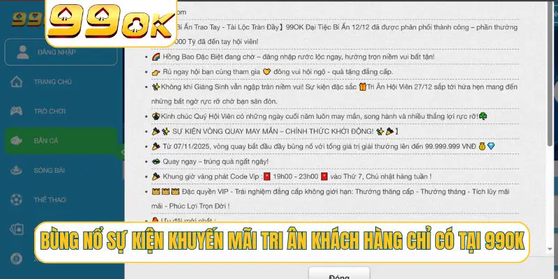 Bùng nổ sự kiện khuyến mãi tri ân khách hàng chỉ có tại 99OK